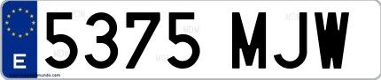Ejemplo de matrícula española 5375 MJW
