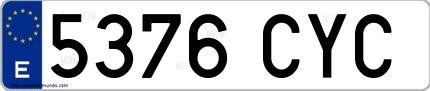 Ejemplo de matrícula española 5376 CYC
