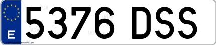 Ejemplo de matrícula española 5376 DSS