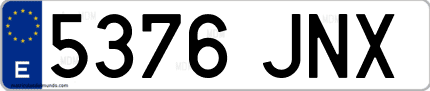 Ejemplo de matrícula de coche ordinaria 5376 JNX