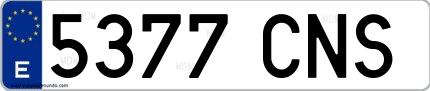 Ejemplo de matrícula española 5377 CNS