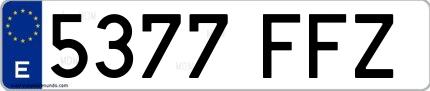 Ejemplo de matrícula española 5377 FFZ