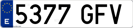 Ejemplo de matrícula de coche ordinaria 5377 GFV