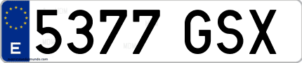Ejemplo de matrícula de coche ordinaria 5377 GSX