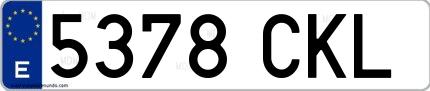 Ejemplo de matrícula española 5378 CKL