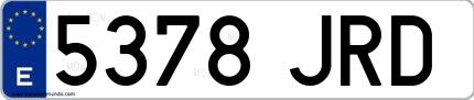 Ejemplo de matrícula española 5378 JRD