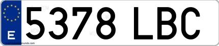 Ejemplo de matrícula española 5378 LBC