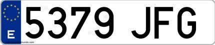 Ejemplo de matrícula española 5379 JFG