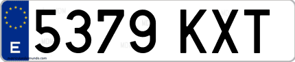 Ejemplo de matrícula de coche ordinaria 5379 KXT