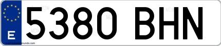 Ejemplo de matrícula española 5380 BHN