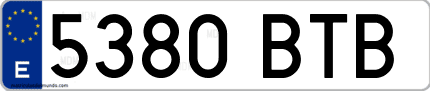 Ejemplo de matrícula de coche ordinaria 5380 BTB