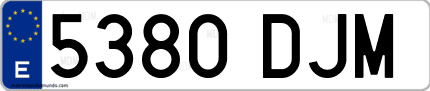 Ejemplo de matrícula de coche ordinaria 5380 DJM