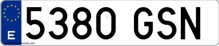 Ejemplo de matrícula española 5380 GSN