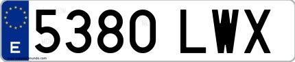 Ejemplo de matrícula española 5380 LWX