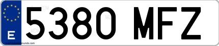 Ejemplo de matrícula española 5380 MFZ