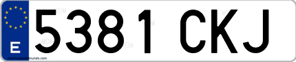 Ejemplo de matrícula de coche ordinaria 5381 CKJ
