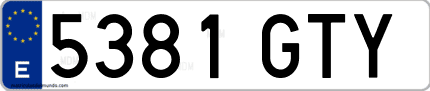 Ejemplo de matrícula de coche ordinaria 5381 GTY