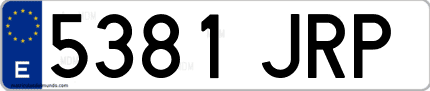 Ejemplo de matrícula de coche ordinaria 5381 JRP
