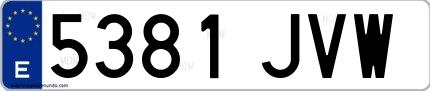 Ejemplo de matrícula española 5381 JVW