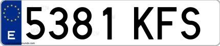 Ejemplo de matrícula española 5381 KFS