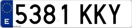 Ejemplo de matrícula española 5381 KKY