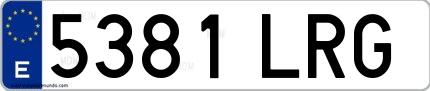 Ejemplo de matrícula española 5381 LRG