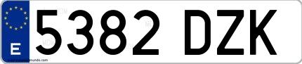 Ejemplo de matrícula española 5382 DZK
