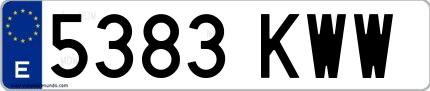 Ejemplo de matrícula española 5383 KWW