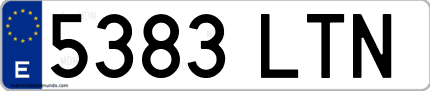 Ejemplo de matrícula de coche ordinaria 5383 LTN