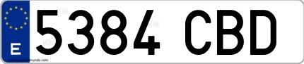 Ejemplo de matrícula española 5384 CBD