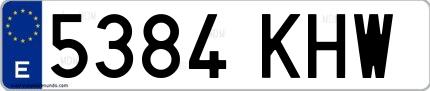 Ejemplo de matrícula española 5384 KHW