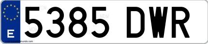 Ejemplo de matrícula española 5385 DWR
