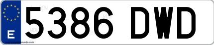 Ejemplo de matrícula española 5386 DWD