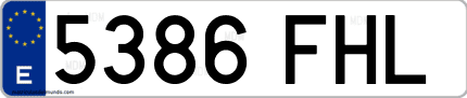 Ejemplo de matrícula de coche ordinaria 5386 FHL