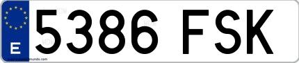 Ejemplo de matrícula española 5386 FSK