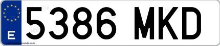 Ejemplo de matrícula española 5386 MKD