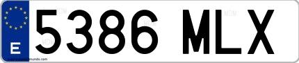 Ejemplo de matrícula española 5386 MLX