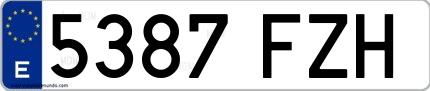 Ejemplo de matrícula española 5387 FZH