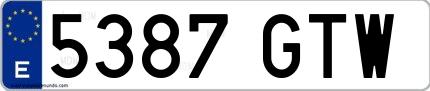 Ejemplo de matrícula española 5387 GTW