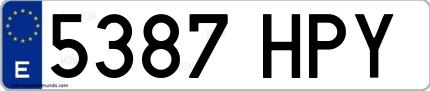 Ejemplo de matrícula española 5387 HPY