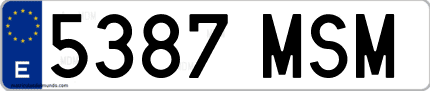 Ejemplo de matrícula de coche ordinaria 5387 MSM