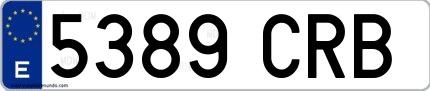 Ejemplo de matrícula española 5389 CRB