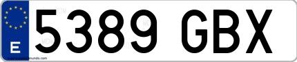 Ejemplo de matrícula española 5389 GBX