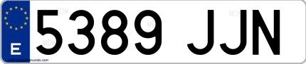 Ejemplo de matrícula española 5389 JJN