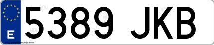 Ejemplo de matrícula española 5389 JKB
