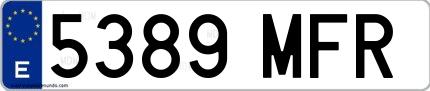 Ejemplo de matrícula española 5389 MFR