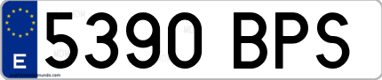 Ejemplo de matrícula de coche ordinaria 5390 BPS