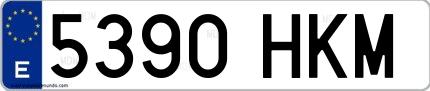 Ejemplo de matrícula española 5390 HKM