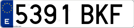 Ejemplo de matrícula de coche ordinaria 5391 BKF