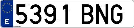 Ejemplo de matrícula española 5391 BNG